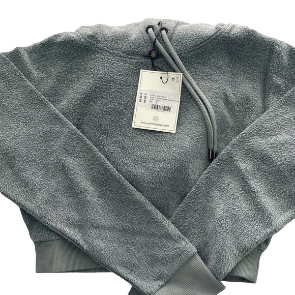 Nwt- SikSilk Brushed Cropped Hoodie in Washed Grey Size Small - Picture 1 of 7